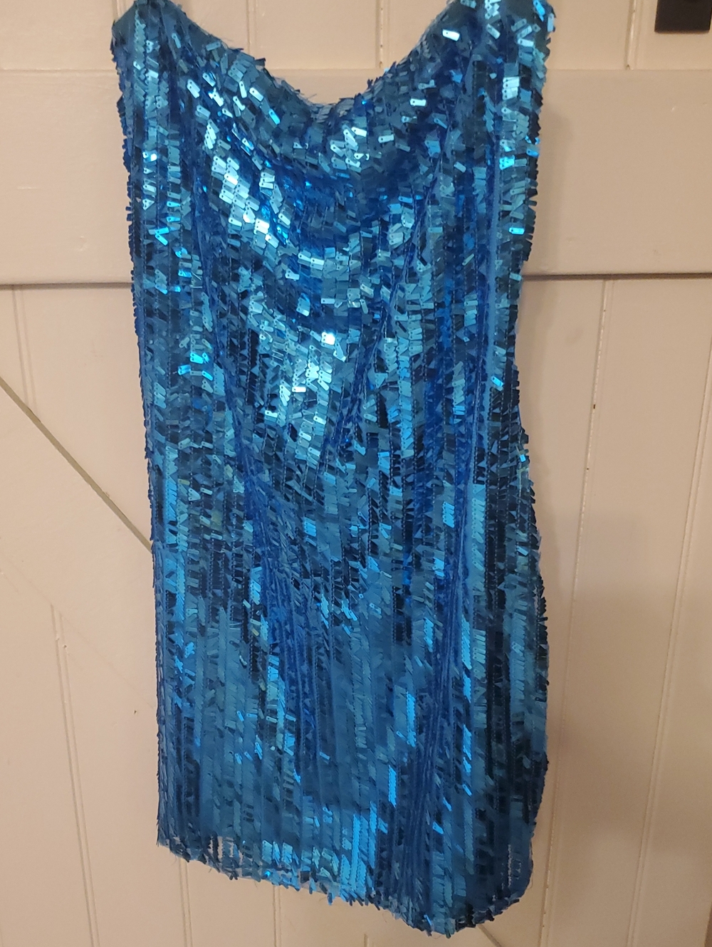Deb Strapless Blue Sequin Cocktail Dress